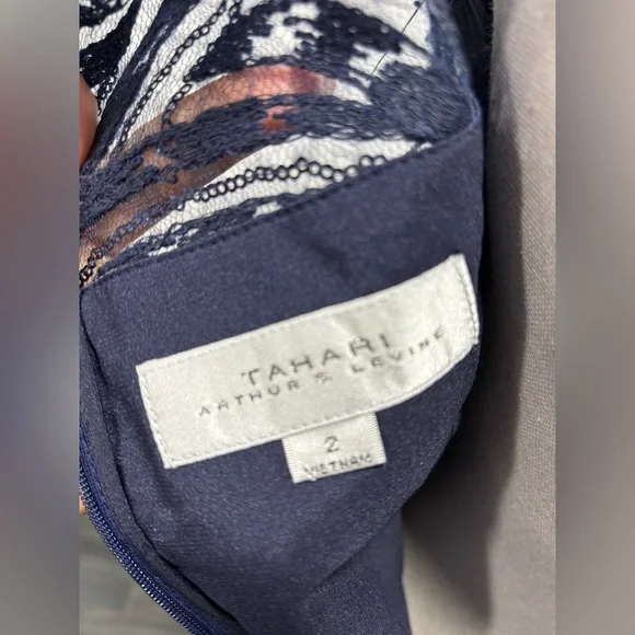 TAHARI ASL Women's Embroidered Sequined Illusion Gown - Picture 7 of 7